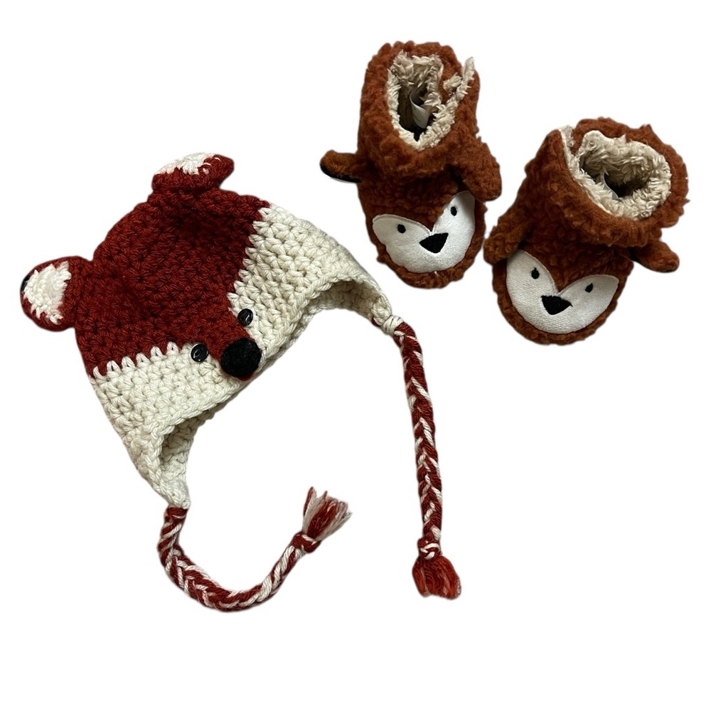 Baby fox beanie and slippers